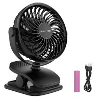Mini USB Fan Battery Operated Quiet Desk Fan Rechargeable with 360° Flexible Rotation Clip for Baby Stroller Outdoor Travel Car Treadmill Desk Office  4 Level Speeds Controller - B07DXHF7J6